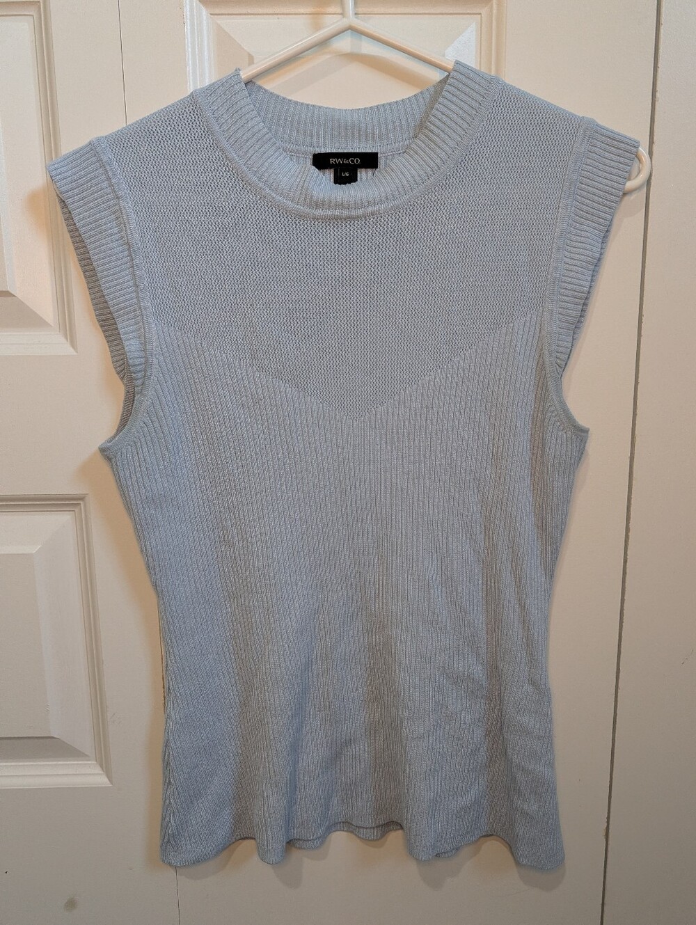 RW&CO. Pale Blue Ribbed Sleeveless Knit Tank